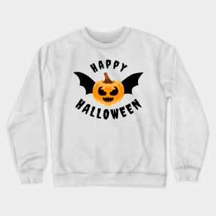 Giggles and Grins: Happy Halloween Flying Pumpkin Bat Crewneck Sweatshirt